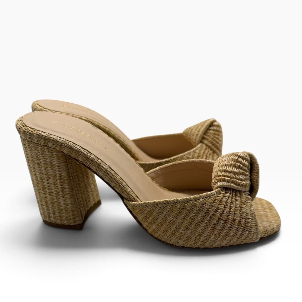 NWB Tuckernuck Blake Raffia Block Heels Tan Size 8 - Picture 2 of 13